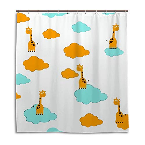 Rideau de douche girafe 150x180cm imperméable en polyester avec crochets pour salle de bain - 2