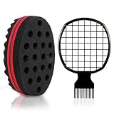 2 Pcs Afro Twist Set: Upgrade Hair Sponge and Comb for Men/Women Curls, Barber & Personal Styling