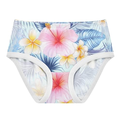 Tropical Hibiscus Plumeria Flowers Little Girl Panties Toddler Girls Underwear Cotton Print Briefs Kids Undies 2t