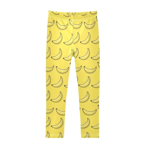 Bananas on The Yellow Pattern Printing Girls Leggings Stretchy Kid Pants Tights Trousers