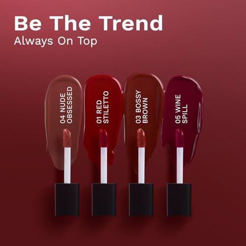 Image of Pilgrim Matte Mini Liquid Lipstick 4 in 1 Pack Smudgeproof, Hydrating & Lightweight (Always on Top, 4 ml)