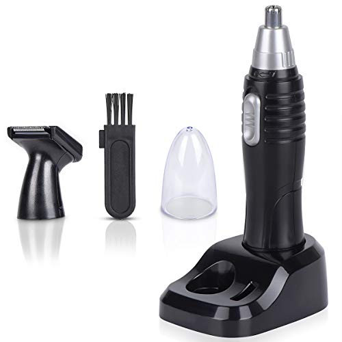 Nose Hair Trimmer for Men and Women,Professional Painless 2 in 1 Ear Hair Trimmer Eyebrow and Facial Hair Clippers with Waterproof Head Double-Edge Stainless Steel Blade for Easy Cleaning