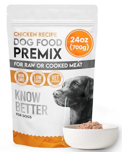 Know Better Chicken Recipe Homemade Dog Food Premix - Complete Raw or Homemade Meal Mix for Small Breeds - Puppies & Adults - Easy-to-Prepare Balanced Nutrition - Pet Food Supplies - 24 Oz