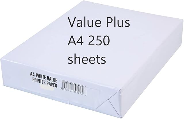 Value Plus A4 White Copier Printing Paper 250 Sheets 80gsm