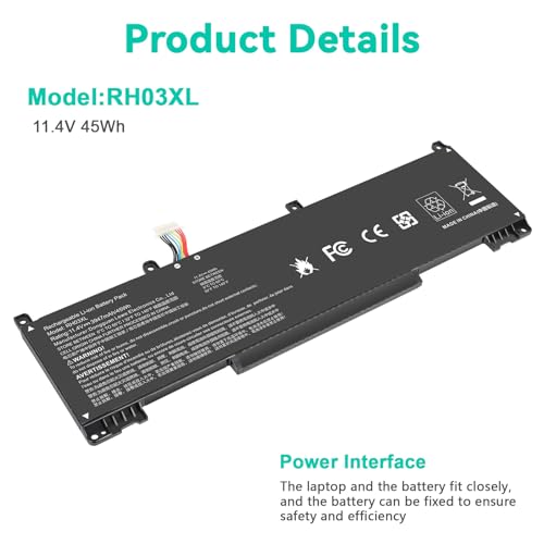 Image of 11.4V 45Wh RH03XL M02027-005 M01524-1D1 Laptop Battery for HP ProBook 430 440 445 450 630 640 650 G8 Series HSTNN-IB9Q HSTNN-OB1T HSTNN-DB0B HSTNN-UB7X M01524-2B1 M01524-AC1 (short style)