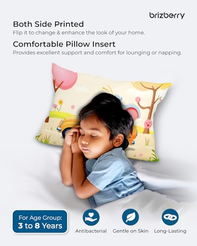 Image of Brizberry Kids Pillow Cushion with Super Soft Fabric | Animal & Cartoon Prints | 12x18 inches (Design 21)
