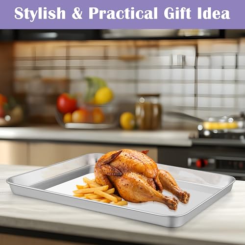 E-far Large Baking Sheet with Wire Rack (2 Pans + 2 Racks), 20 x 14 Inch Stainless Steel Cookie Pans Tray & Cooling Rack for Baking, Non Toxic & Heavy Duty & Rust Free, Oven & Dishwasher Safe by E-far - Image 7