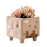 Macetero de cerámica con patas – Maceta decorativa de mesa con orificio de drenaje, regalo de decoración del hogar, B290