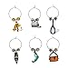 Wine Things 6-Piece Wine Charms/Wine Glass Tags/Drink Markers for Stem Glasses, Wine Tasting Party (Gone Fishin')