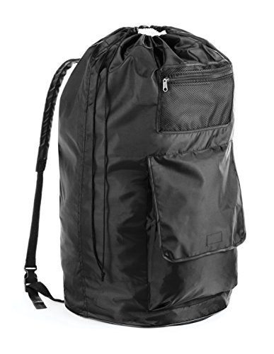 Whitmor Laundry Bag Backpack, Black, Large