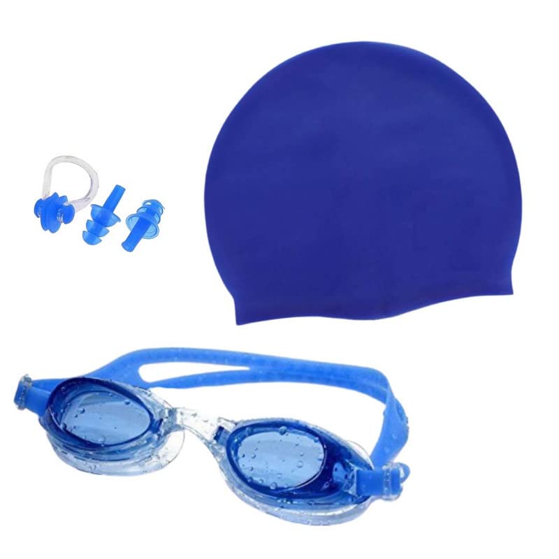 JMT Wear Silicone Anti Fog Swimming kit of Goggles,Cap,earplug & noseplug Set- Ideal for All Age Group | Silicone Non Slip | Easy to Carry and Skin Friendly-Blue (B09VPMYVBT) Amazon Price History, Amazon Price Tracker