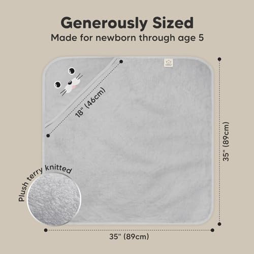 Image of KeaBabies Hooded Baby Towel for Newborn, Baby Bath Towels (Seal, 35x35) | Viscose Derived from Bamboo, Large Baby Towels with Hood, Boys, Girls, Toddler, Soft Absorbent Baby Bath Essentials