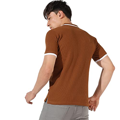 Image of CAHOOT Men's Spread Collar Regular Fit Casual T-Shirt for Casual Wear | T-Shirt Crafted with Regular Sleeves, Comfort Fit and High-Performance for Everyday Wear