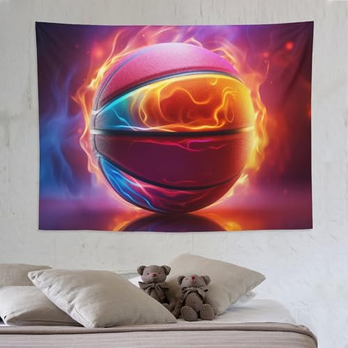 Tenture basket-ball 3D PAZZK pour cacher un mur abîmé et décorer une chambre