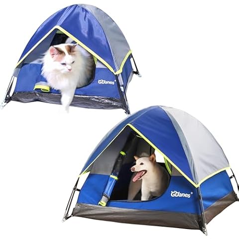 Blue Cat Tent, Dog Tent, Portable Indoor/Outdoor Pet House with Soft Pad Cover