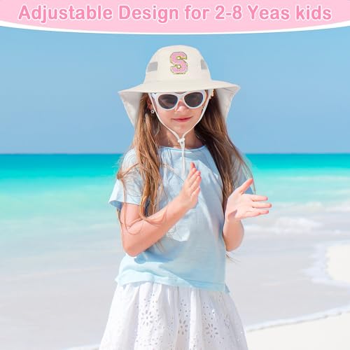 Kids Sun Hat for Girls UV Protection Toddler Beach Bucket Hats Adjustable Summer Travel Fishing Hats with Neck Flap for Kids3