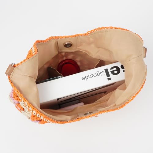 Women Large Stripes Straw Woven Shoulder Bag Tote Top-handle Bag4