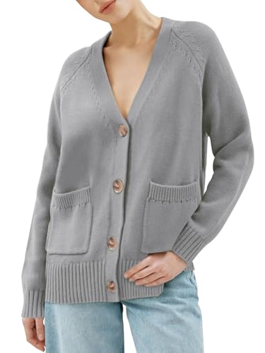 Image of Women's Cardigan Sweaters Button Down Long Sleeve Knit Outwear with Pockets