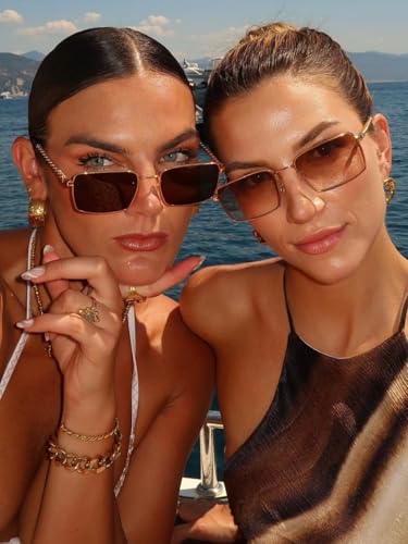 Rectangle Sunglasses for Womens Mens 2024 Y2k Sun Glasses Retro 80s 90s Metal Frame Trendy shades4