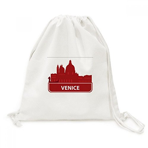 Sac à dos en toile Venise Italie rouge avec cordon ajustable