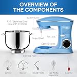 Vezzio Mélangeur de position,9.5 Quarts,10-Speed Tilt-Head,Kitchen mélangeur d'aliments avec bol en acier inoxydable, crochet de duvet, fouet, Beater, Egg White Separator (Noir)
