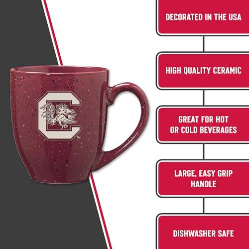 Image of Rico Industries NCAA South Carolina Gamecocks Maroon Personalized 16 oz Team Color Laser Engraved Speckled Ceramic Coffee Mug