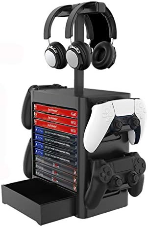 SOONHUA Support De Rangement Pour 12 Disques PS5 - Tour De Jeux Verticale Blanc Et Noir