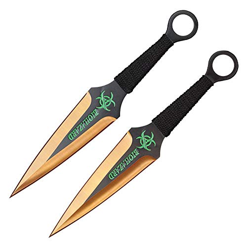 2 Piece Throwing Knife BioHazard Black Gold
