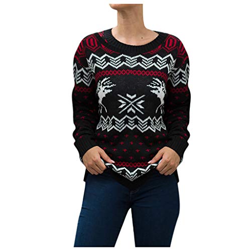 Donna Top,Felpe con Cappuccio Donna Caldo Maglione Peluche Felpa con Maniche Lunghe da Donna Fashionmaglioni Natalizi per Donna Maglione Lavorato A Maglia A Manica Lunga con Scollo A O E Albero di N