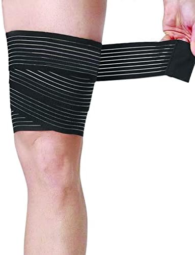 Sgozam Elastic Breathable Wrap Thigh Support Brace,Knee Pain Relief,Adjustable Lower Leg Compression Bandage Sleeve for Men and Women,Shin Splint Protection for Running and Fitness,One Size Fit Most