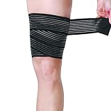 Sgozam Elastic Breathable Wrap Thigh Support Brace,Knee Pain Relief,Adjustable Lower Leg Compression