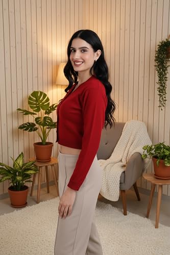 Image of Women Winter Wear V-Neck Full Sleeves Regular Fit Woollen Blouse