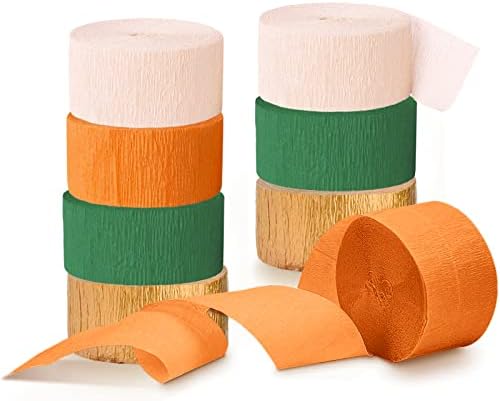 NICROHOME Little Cutie Baby Shower Decorations, 8 Rolls Orange Green Crepe Paper Streamers for Birthday Party, Summer Party, Fruit Party