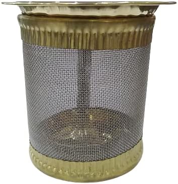 TULJA ENTERPRISES - Tulsi Deepam or kartika Deepam/Steel Mesh Guard with Brass Beading Deepak Wind Cover/Aroma Diffuser/Camphor or Kapur Diffuser/Small (3 x 2.5 in)