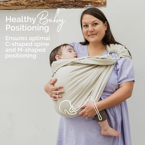 Image of Boba Ring Sling Baby Carrier, Bamboo Linen, Newborn to Toddler, Pampas | Airy Breathable Weave keeps baby cool in summer, easy Front & Hip Carry, one size adjusts to fit every caregiver.