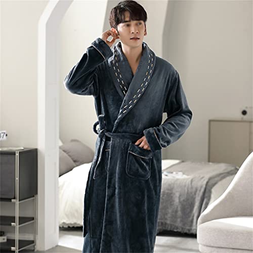 Autumn And Winter Coral Velvet Pajamas Men's Flannel Bathrobe Pajamas Men's Long Thick Morning Robe Winter Plush3