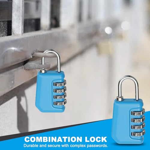Image of MECCANIXITY Combination Lock, 4 Digit Padlock Combination Outdoor Waterproof Locker Lock for Gym Luggage Home Sports Hasp Storage, Blue Pack of 1