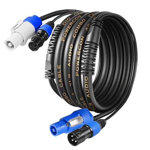 SMALL-EYE Power Con XLR Combo Cable 25 ft – 13AWG Power Balanced 3-Pin XLR for Powered Speakers PA Systems