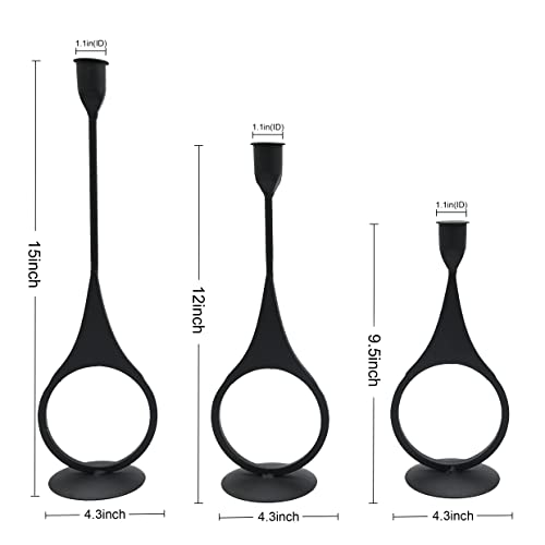 Remenna 74 Forged Metal Taper Candle Holders Set Tabletop Candlestick Set Of 3 Black Candlestick Holders thumb #1