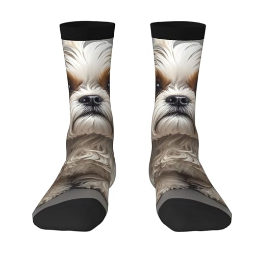 Calcetine De Vestir Perro Shih Tzu Medias De Compresion Suaves Medias De Tubo Medio Acolchado Mid-Calf Calcetines De Senderismo Para Hombre Mujer Trekking 40Cm