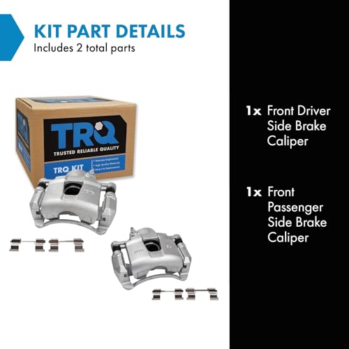 Image of TRQ Front Brake Caliper Set Zinc Coated Brackets Compatible with 2004-2011 Chevrolet Aveo 2007-2011 Aveo5 2013-2015 Spark 2009-2010 Pontiac G3 2004-2008 Suzuki Forenza 2005-2008 Reno