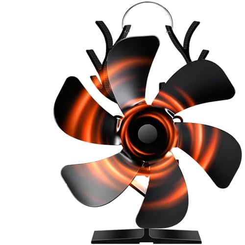 NZQXJXZ Ventilador Estufa Leña 6 Aspas con Termómetro, Alimentado por Calor y Silencioso, Circulación Eficiente de Aire para Chimenea, Estufa de Leña y Hogar, Accesorio de Calefacción