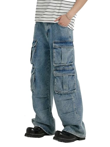 Men's Wide Leg Jeans, Super Baggy Loose Fit Denim Pants, Y2K Skater Streetwear Trousers3