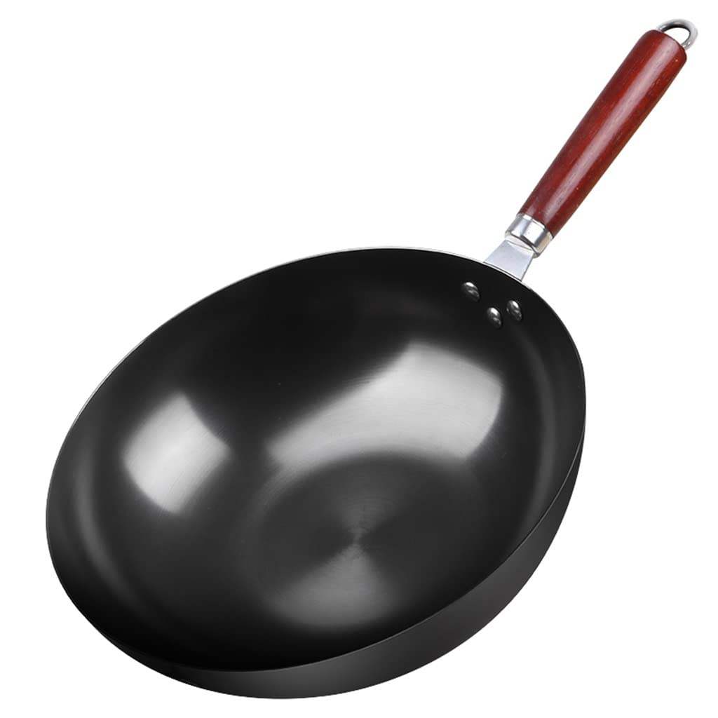 Cast Iron Non-Stick Wok Traditional Cooking Induction Cooker Gas Wok Multifunctional Pan Frying Pan Kitchenware (A 30Cm)?A-30cm?A-30cm?A-30cm