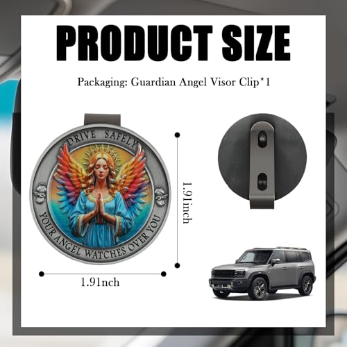 Image of Colorful Guardian Angel Visor Clips for Cars,Stylish Guardian Angel for Car Visor Clip with 3D Embossed Design,Car Angels Visors Clip as Cars Decorations to Guard Driving Safety