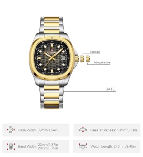 Image of NAVIFORCE NF9240 Square Unique Temperament Strap with dial Analog Watch