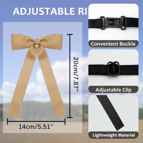 Image of LJBFNN Western Ties for Men Women, Black Clip on Ribbon Bow Tie, Pre-Tied Colonel String Tie for Party Shirt Uniform Wedding