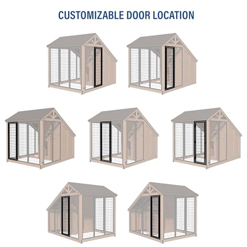 Backyard Discovery 7' x 5' Waggin' Retreat Cedar Wood Large Dog Kennel with Galvanized Steel Roof, Feeding Door, Doghouse Back Door, Water and Food Tray, Secure Lock Gate for Safe Outdoor Pet Shelter - image 3