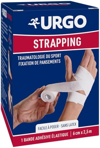 Urgo - Strapping - Bande élastique adhésive - Contention / Fixation de pansements - 1 bande...