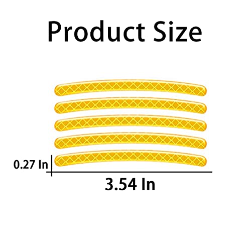 Image of 20PCS Reflective Car Wheel Decorative Stripe Stickers, Night Safety Warning Tape Sticker, Anti-Scratch Tire Rims Sticker, Auto Decals Exterior Fluorescent Accessories for Motocycle Bike (Yellow)